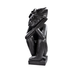 Statue jardin femme Vahiné - 107 cm - ton ciré noir, référence 087370