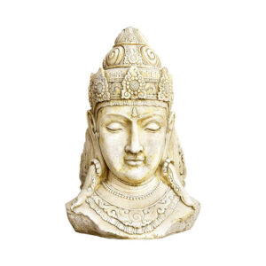 Statue Shiva extérieur - Image principale montrant le buste en pierre de la divinité Hindoue Shiva, ton ciré vieilli, ref: 215288