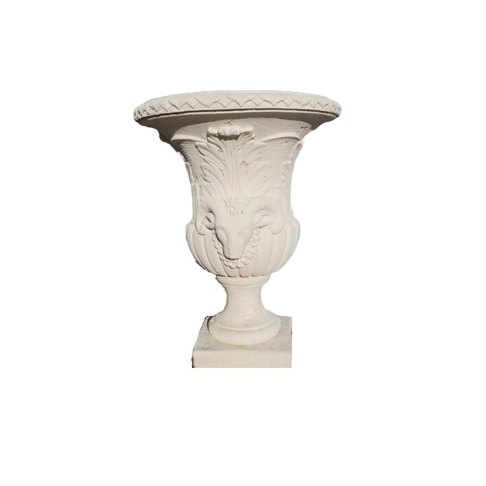 Vase Médicis tête de bélier - Ø 70 cm 1 Vase Médicis 70cm avec tête de bélier en pierre reconstituée, image principale, référence 213156