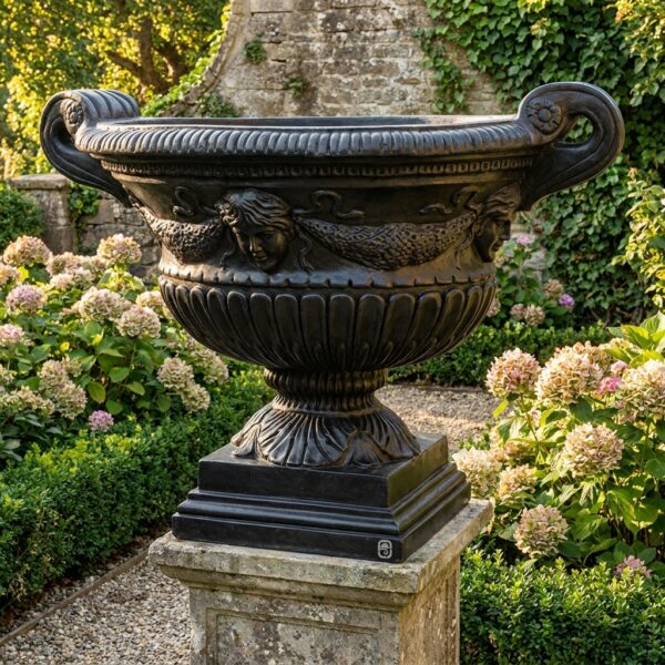 vasque en pierre noire Renaissance - 81×53 cm - ton ciré noir, produit 087324